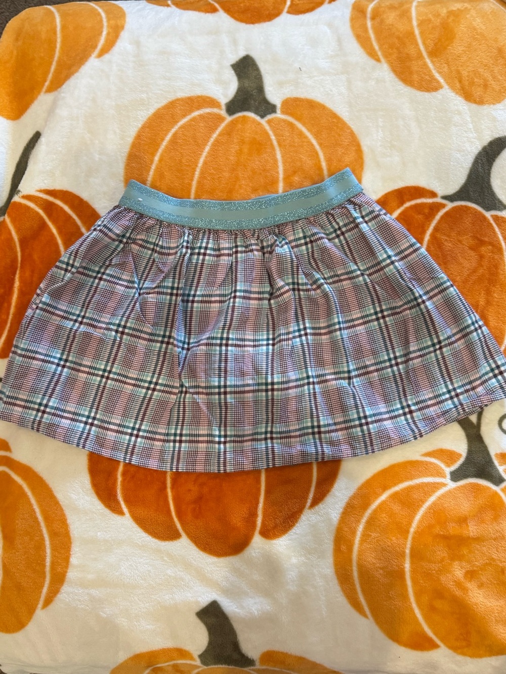 wonder nation Pink and Blue Plaid Skirt with Shimmer Waistband